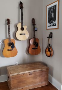 Guitars haning on the wall